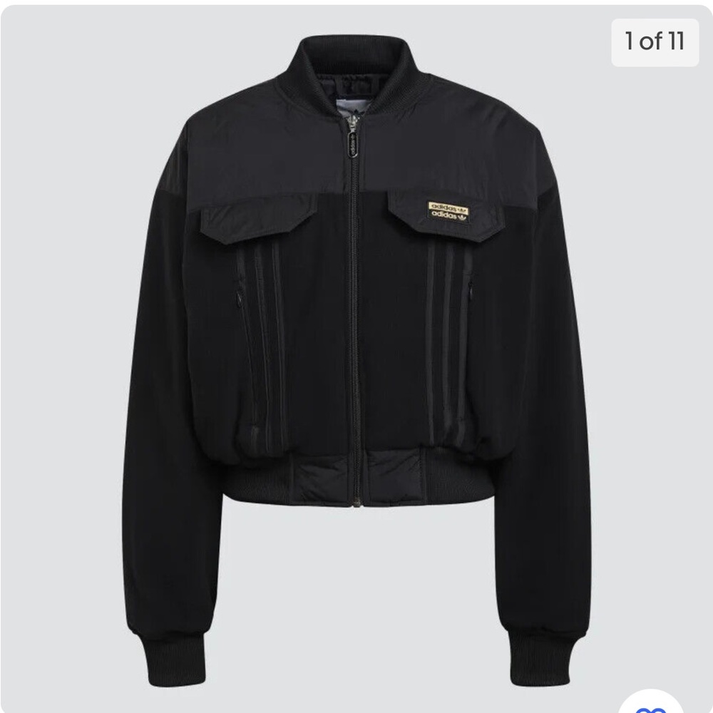 Adidas Black Warm Bomber Jacket M - Picture 7 of 11